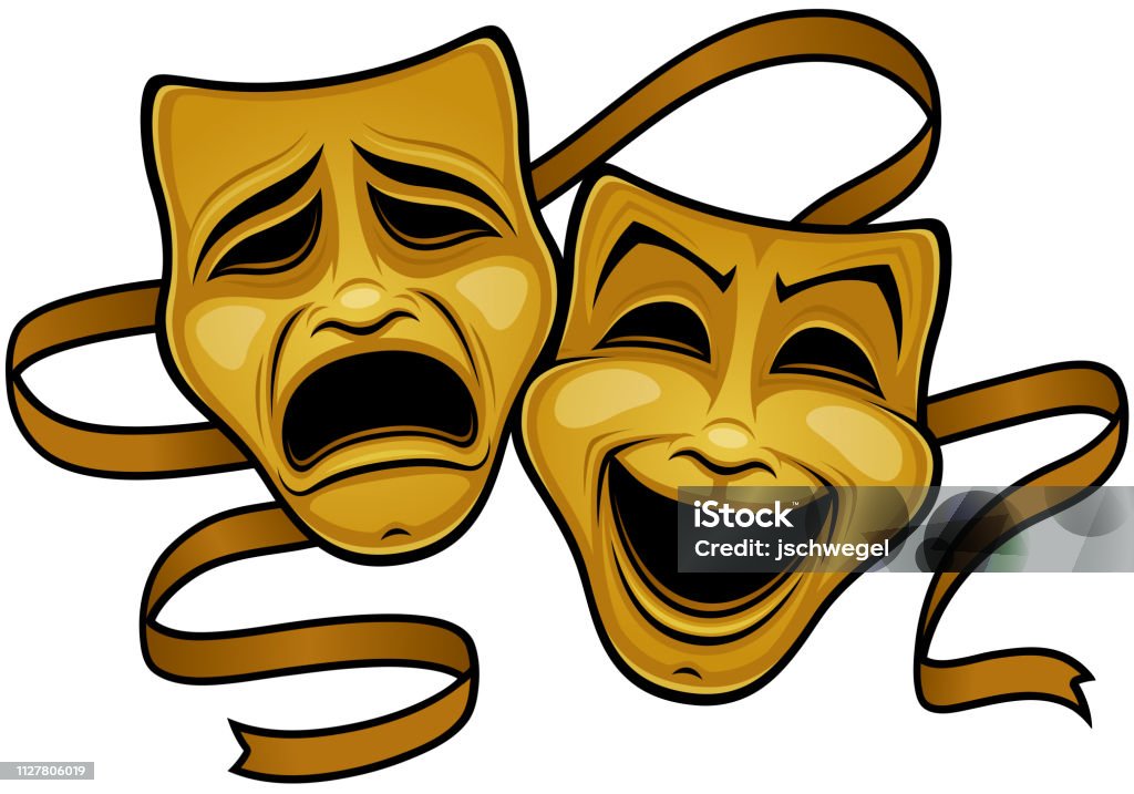 Descuido Agacharse enseñar Ilustración de Máscaras Teatro Tragedia Y Comedia Oro y más Vectores Libres  de Derechos de Humor - Humor, Máscara de la Tragedia, Actuación - Conceptos  - iStock