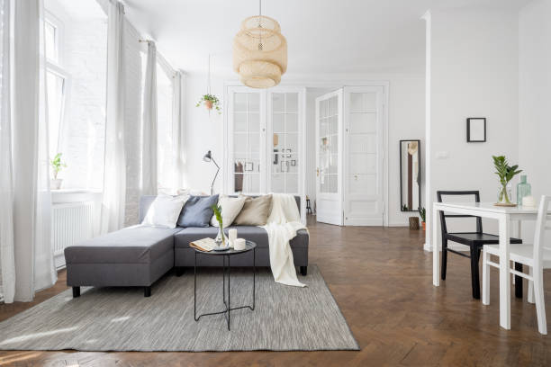 istock Townhouse interior with rattan lampshade 1127806028