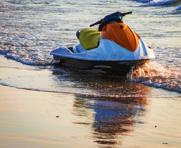 istock Isolated jet ski on the beach side in Goa 1127809681