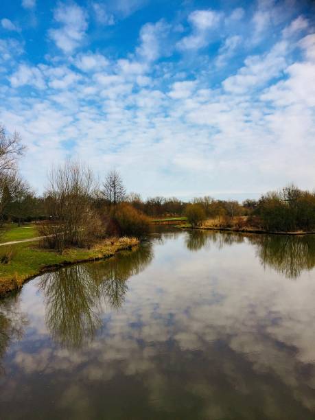 istock beautiful river in Germany with cloudy blue sky 1127810305