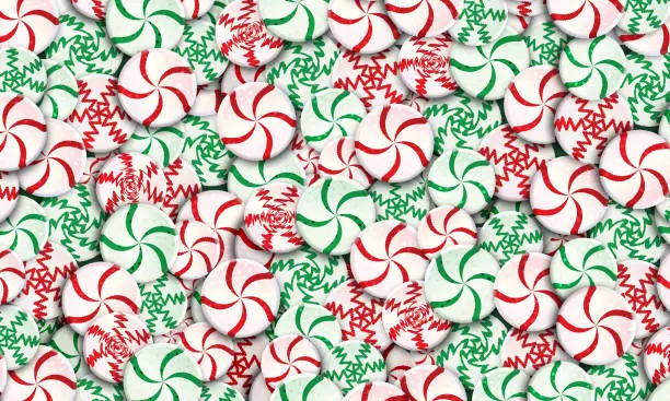 Sweet red and green candy mints background  - Christmas texture