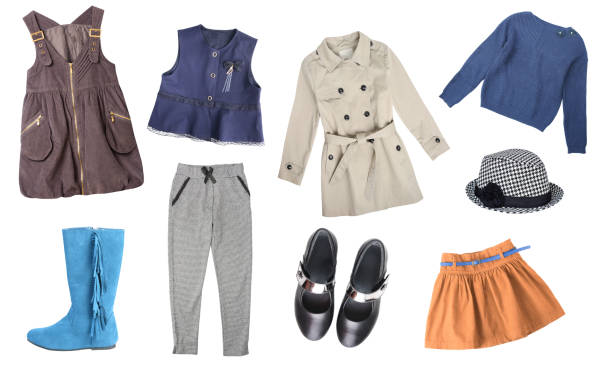 istock Child girl clothes set isolated. 1127813759