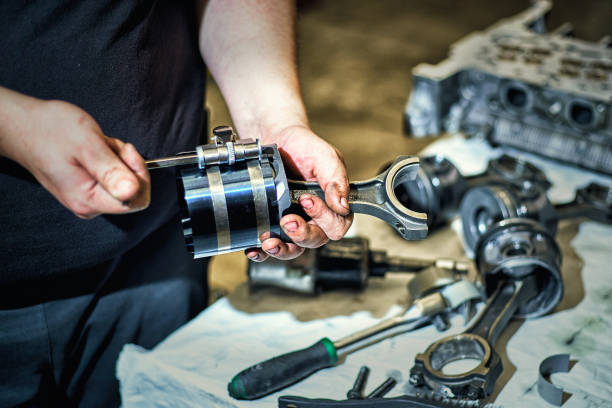 istock Automotive four-cylinder engine water cooling during repair. 1127815580