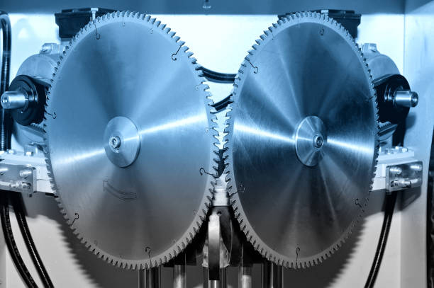 istock New modern industrial circular saw disks. Blue toned 1127815660