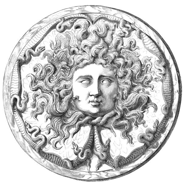 ilustrações, clipart, desenhos animados e ícones de medusa na taça farnese - século ii a.c. - gorgon