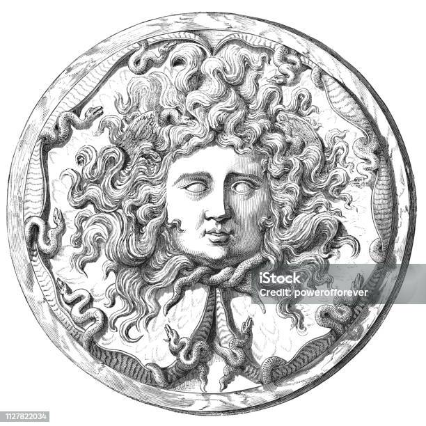 Medusa On The Farnese Cup 2nd Century Bc Stock Illustration - Download Image Now - Medusa, Classical Greek, Etching