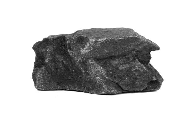 istock Big Black Rock Isolated On White Background 1127822226