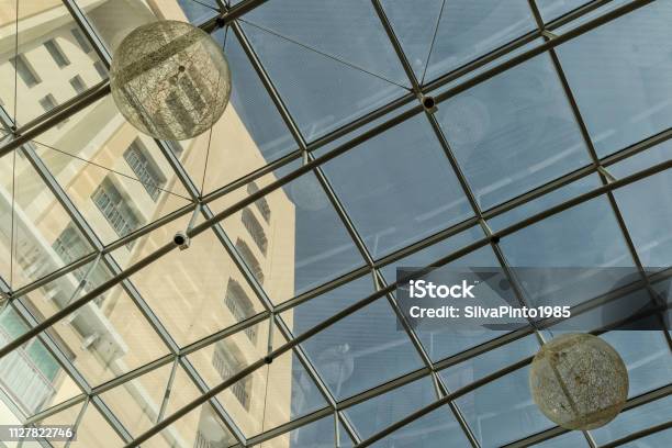 Modern Glass Ceiling With Lamps Stock Photo - Download Image Now - Abstract, Angle, Angola