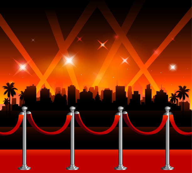 Hollywood red carpet background vector art illustration