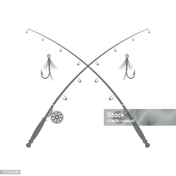 Fishing Rod Silhouette With Fishing Hook Stock Illustration - Download Image Now - Flying, Fishing Rod, Animal