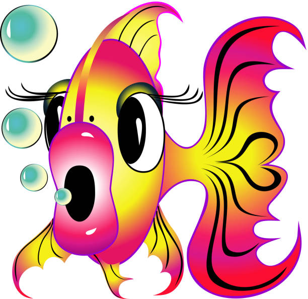 Glamorous fish  cartoon of fish with lips stock illustrations