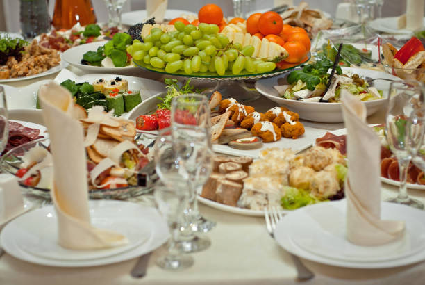istock delicious dishes on the table in the restaurant. serving table. 1127824658