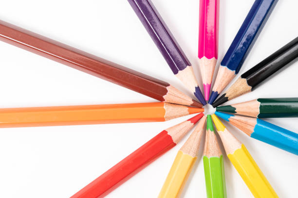 istock Colorful wooden pencils isolated on white background 1127824864