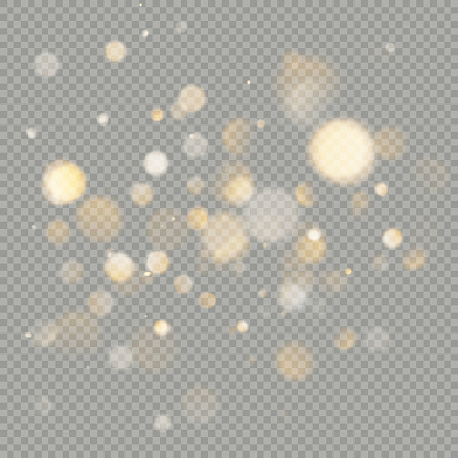 Effect of bokeh circles isolated on transparent background. Christmas glowing warm orange glitter element that can be used. EPS 10 vector file
