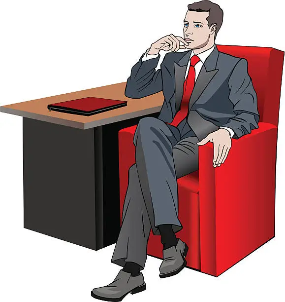 Vector illustration of Businessman in red chair