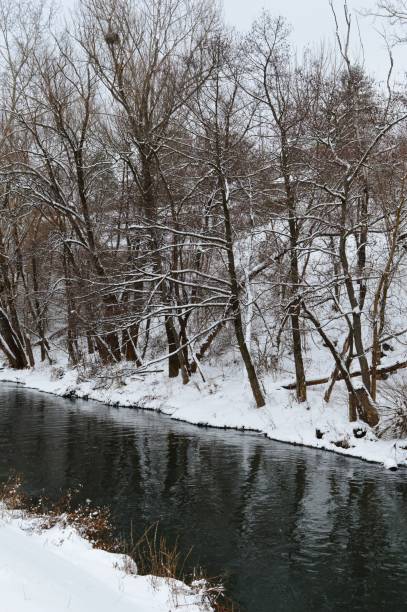 istock the river bank winter in the snow 1127828177