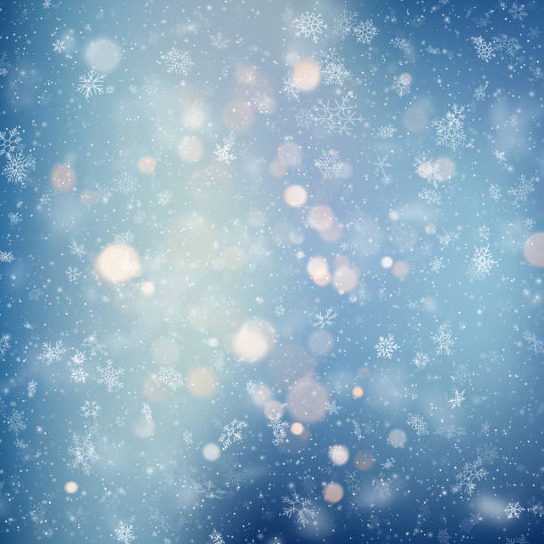 istock Decorative template Christmas background with snow and bokeh lights. Magic holiday abstract glitter background with blinking stars and falling snowflakes. EPS 10 1127829473