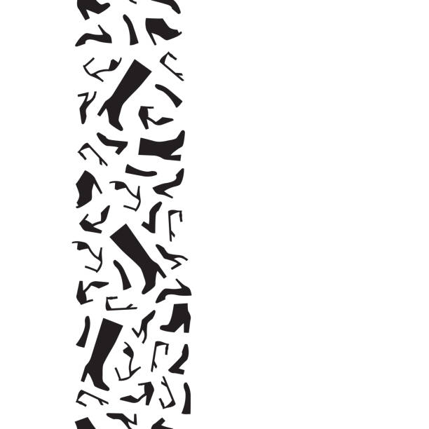 istock Vector vertical border with woman shoes silhouettes. 1127829837