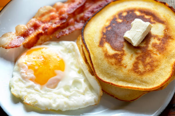 istock American breakfast with egg, pancake and bacon 1127831151