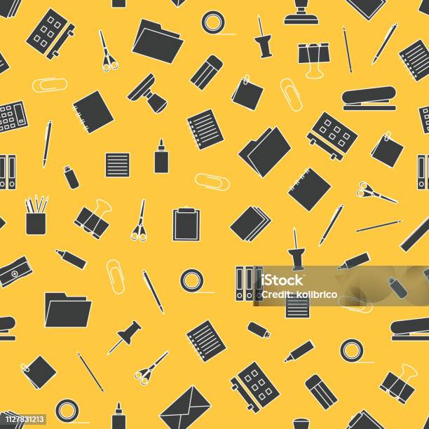 Stationery Vector Pattern Vector Seamless Pattern With Stationery Stationery Tools Seamle Stock ...