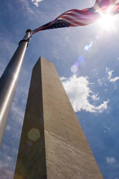 istock Flag waving at  George Washington Monument in Washin 112783363