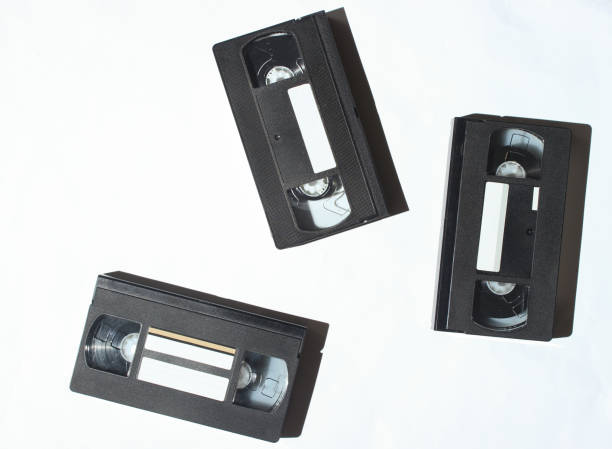 istock Video cassette on a white background. Retro technology. Photo with shadows, hard light 1127836757
