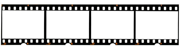 real 35mm film strip on white, analogue photo frame placeholder real 35mm film material negatives stock pictures, royalty-free photos & images