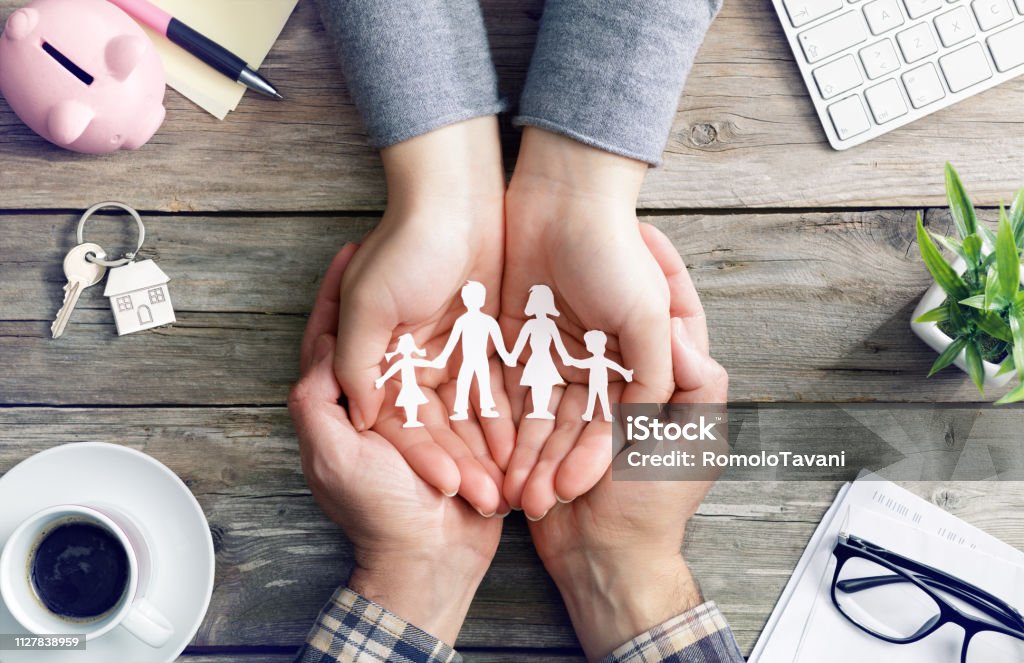 Family Care And Love - Hands With Family Symbol Silhouette Family Care And Protection Family Stock Photo