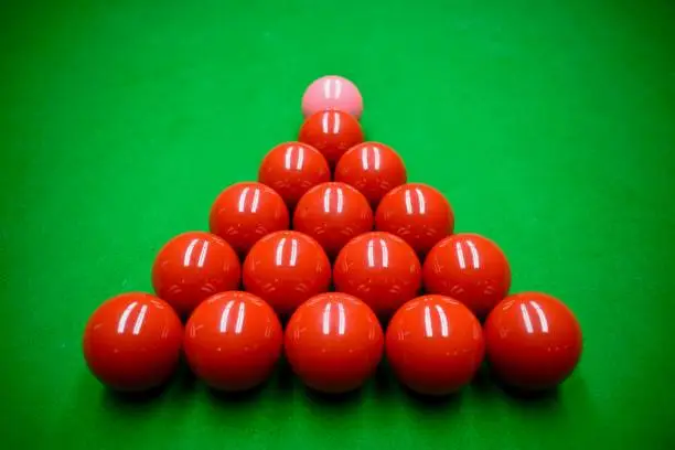 Snooker red balls and the pink before kick-off