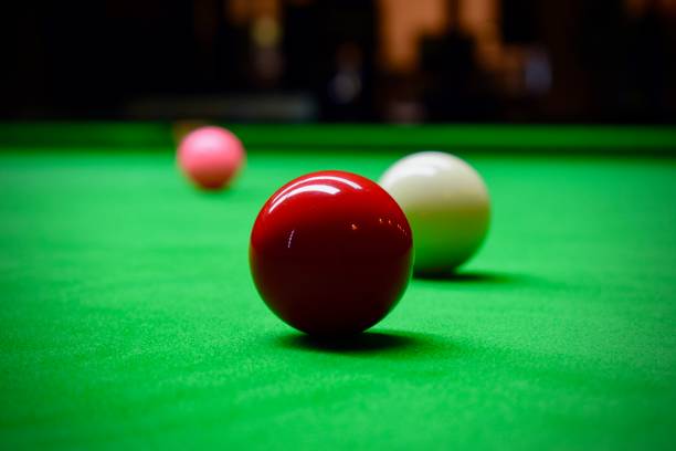 Snooker Balls Snooker game with colored balls ready for punching billard queue stock pictures, royalty-free photos & images