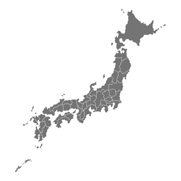 Vector map of Japan Administrative map of Japan with prefectures. Vector illustration isolated on white background kanto region stock illustrations
