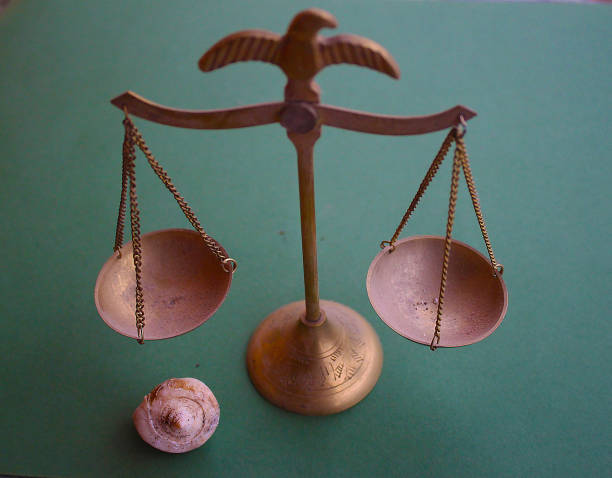 istock Weighing scales on green background 1127844571