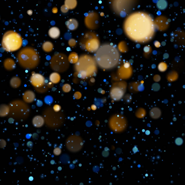 istock Blurred bokeh light on dark blue background. Christmas and New Year holidays template. Abstract glitter defocused blinking stars and sparks. EPS 10 1127846111