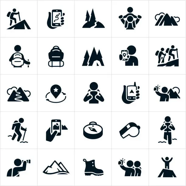 Vector illustration of Hiking Icons