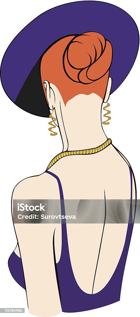 Dame au chapeau dans le dos - clipart vectoriel de Adulte libre de droits