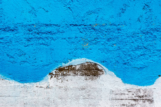 istock Blue wave shaped wall background in Alexandroupolis, Greece 1127853497