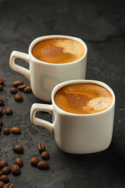 istock coffee freshly brewed in a white cup serving of beverage (coffee grain). food. top.copy save 1127854016