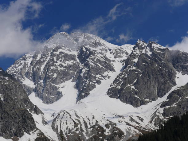 istock mountain with lot of snow and few clouds 1127855525