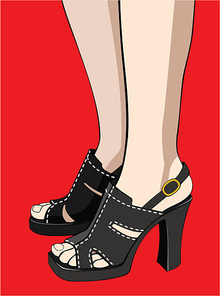 illustrazioni stock, clip art, cartoni animati e icone di tendenza di donna piedi - color image high heels colored background shoe