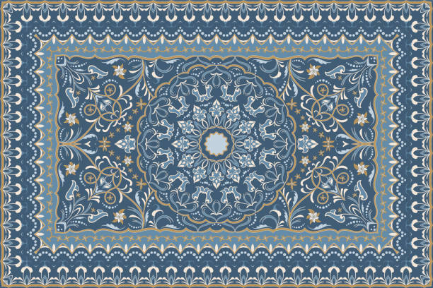 illustrazioni stock, clip art, cartoni animati e icone di tendenza di tappeto di colore persiano. - carpet rug persian rug persian culture