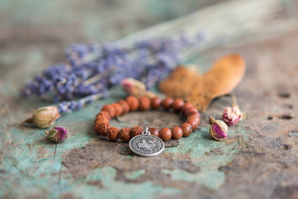 Bracelets made with natural stone beads and various signs