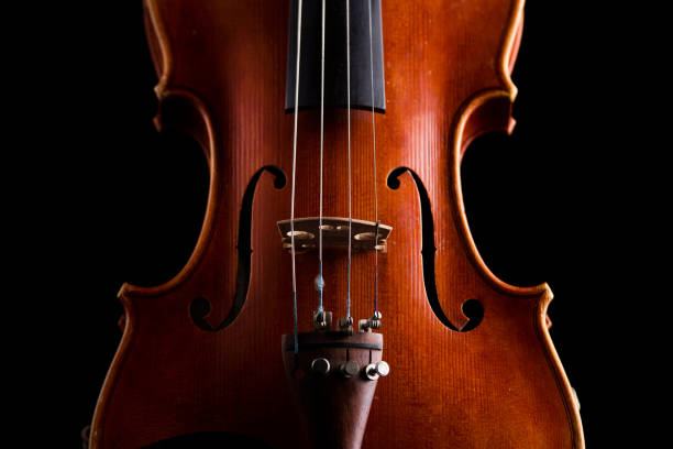 istock retro violin close-up on a black background 1127866590
