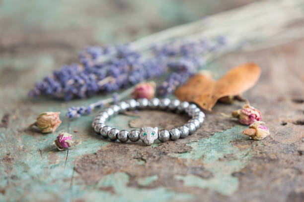Bracelets made with natural stone beads and various signs
