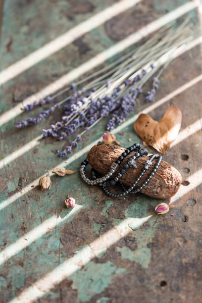 istock Bracelets made with natural stone beads and various signs 1127871160