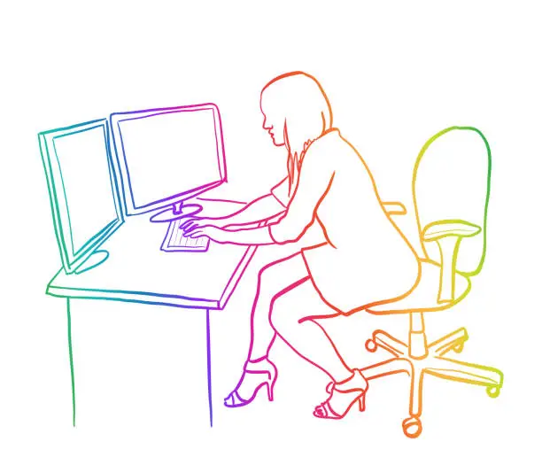 Vector illustration of Under Stress At Work Rainbow