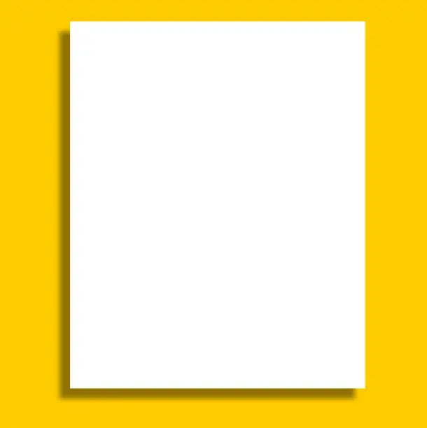 Vector illustration of White Paper Isolated with Soft Shadow on Yellow Background