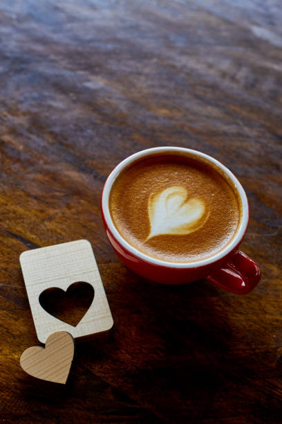 istock Hearts Coffee time on wood background 1127899182