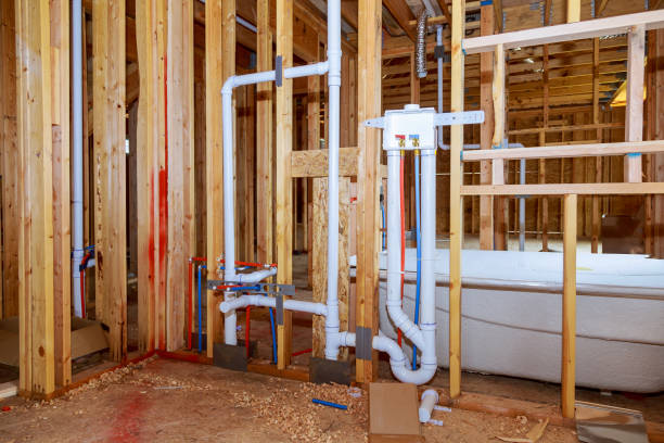 istock Framed of bathroom Installation in Home Construction 1127899805