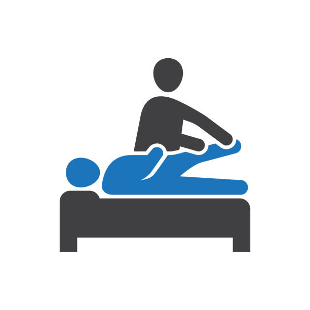 ilustraciones, imágenes clip art, dibujos animados e iconos de stock de icono de terapia física - physical therapy