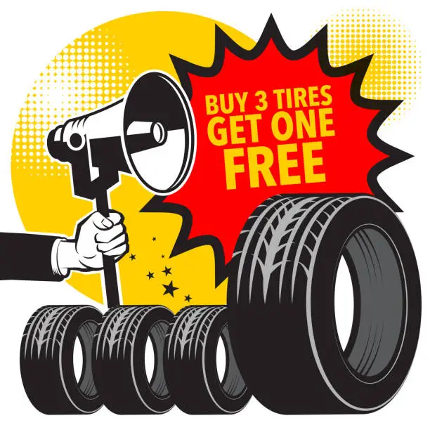 Vector illustration of Tire service or garage poster